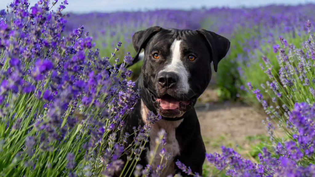 Sesja z psem w lawendzie