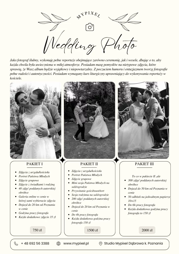 cennik reportaż ślubny