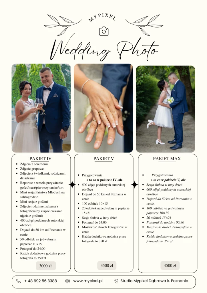 Cennik fotograf ślub