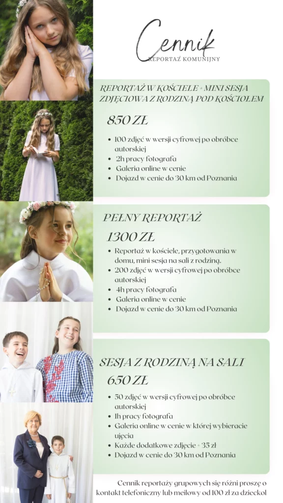 Cennik Fotograf na komunie