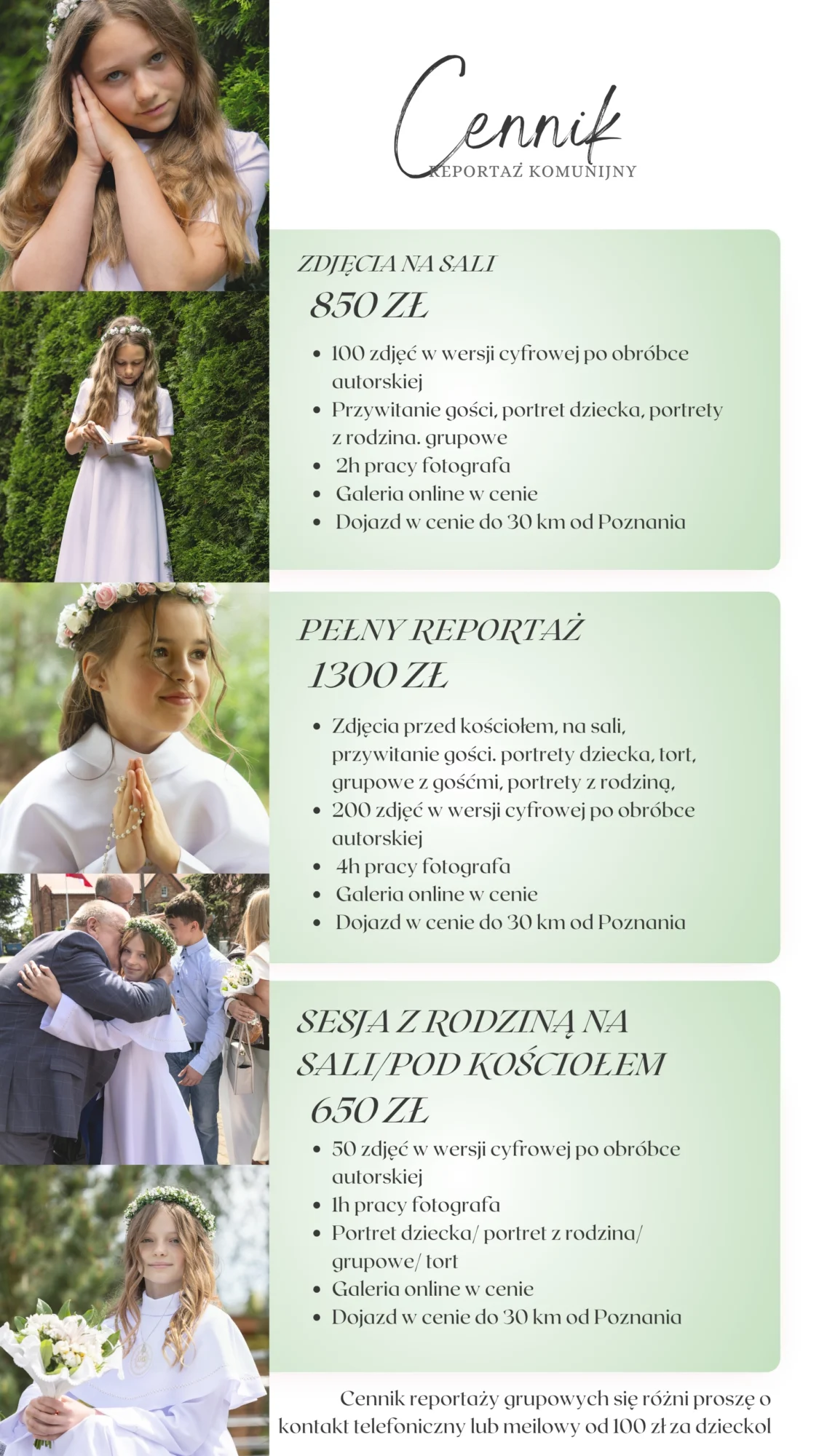 Fotograf komunia święta Poznań cennik